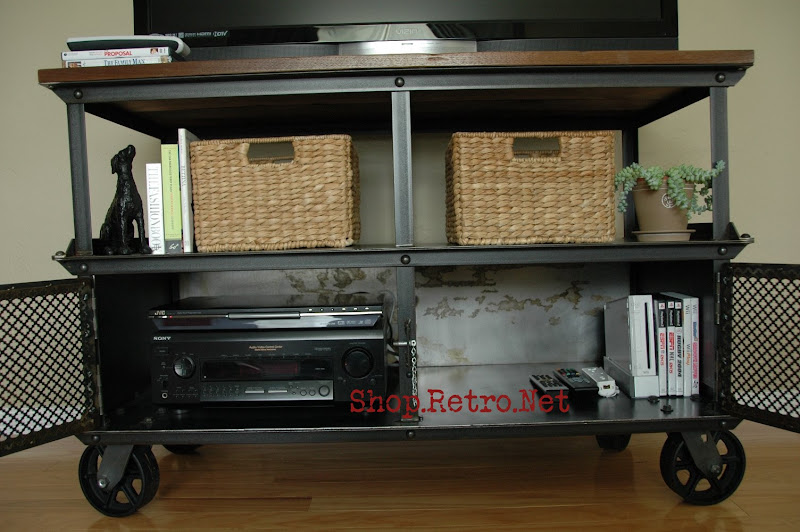 Industrial Media Console, Vintage French Design Vintage Industrial